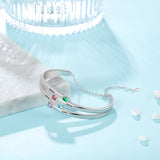 Rhodium Plated Birthstone Bangle Bracelet