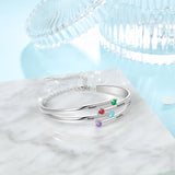 Rhodium Plated Birthstone Bangle Bracelet