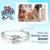 Rhodium Plated Birthstone Bangle Bracelet