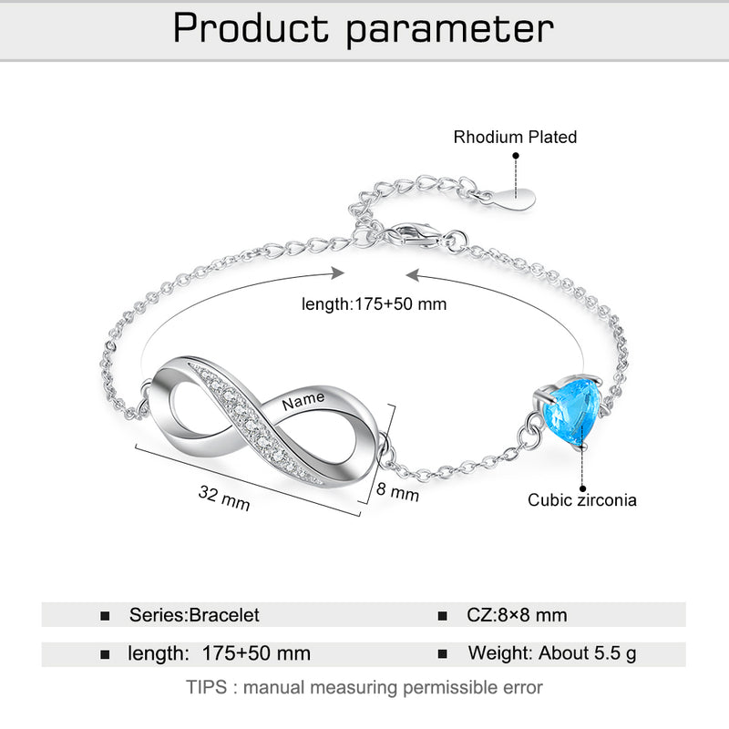 Personalized Birthtsone Infinity Bracelet