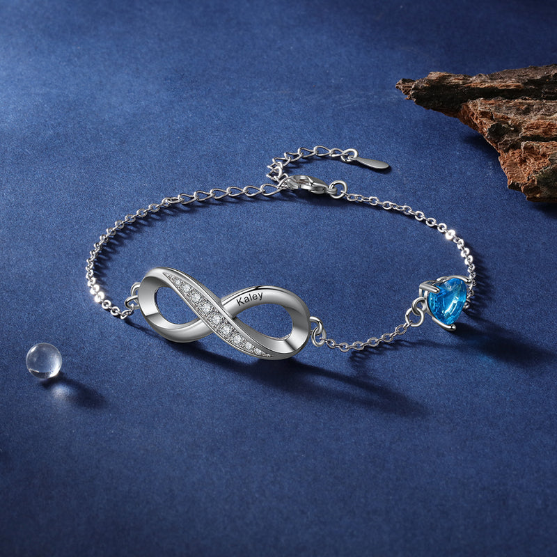 Personalized Birthtsone Infinity Bracelet