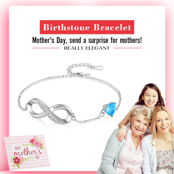 Personalized Birthtsone Infinity Bracelet