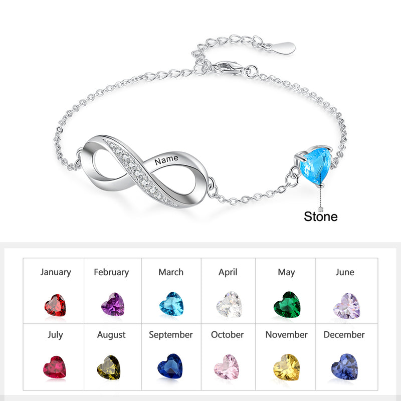 Personalized Birthtsone Infinity Bracelet