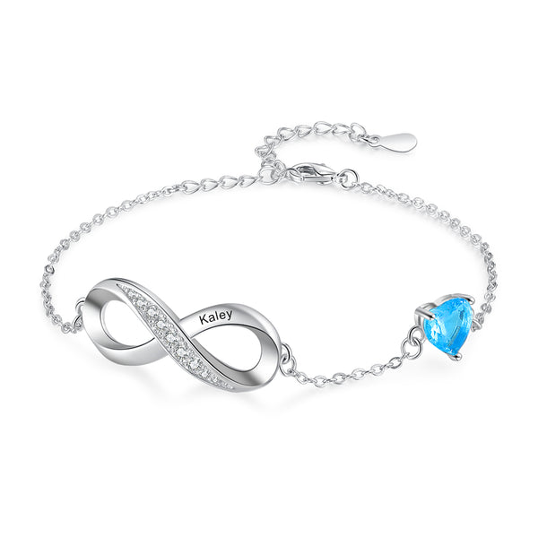 Personalized Birthtsone Infinity Bracelet
