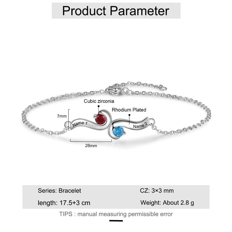 Rhodium Plated Birthstone Bracelet
