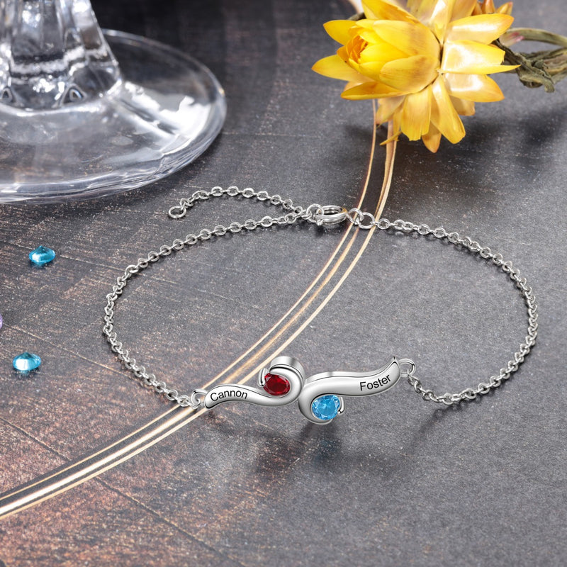 Rhodium Plated Birthstone Bracelet