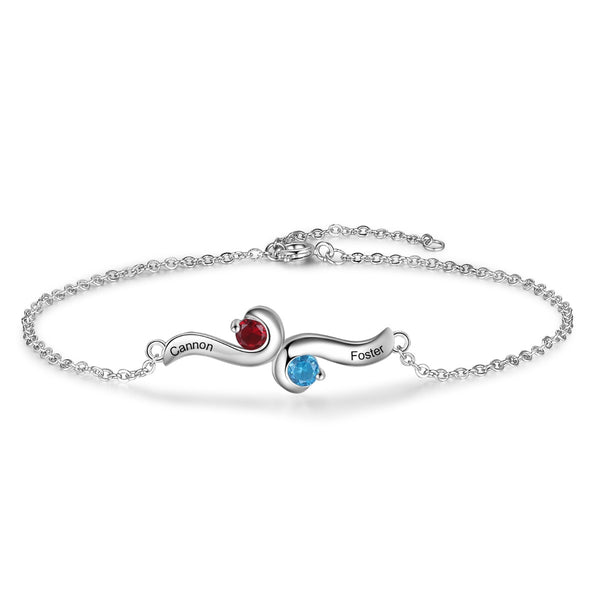 Rhodium Plated Birthstone Bracelet