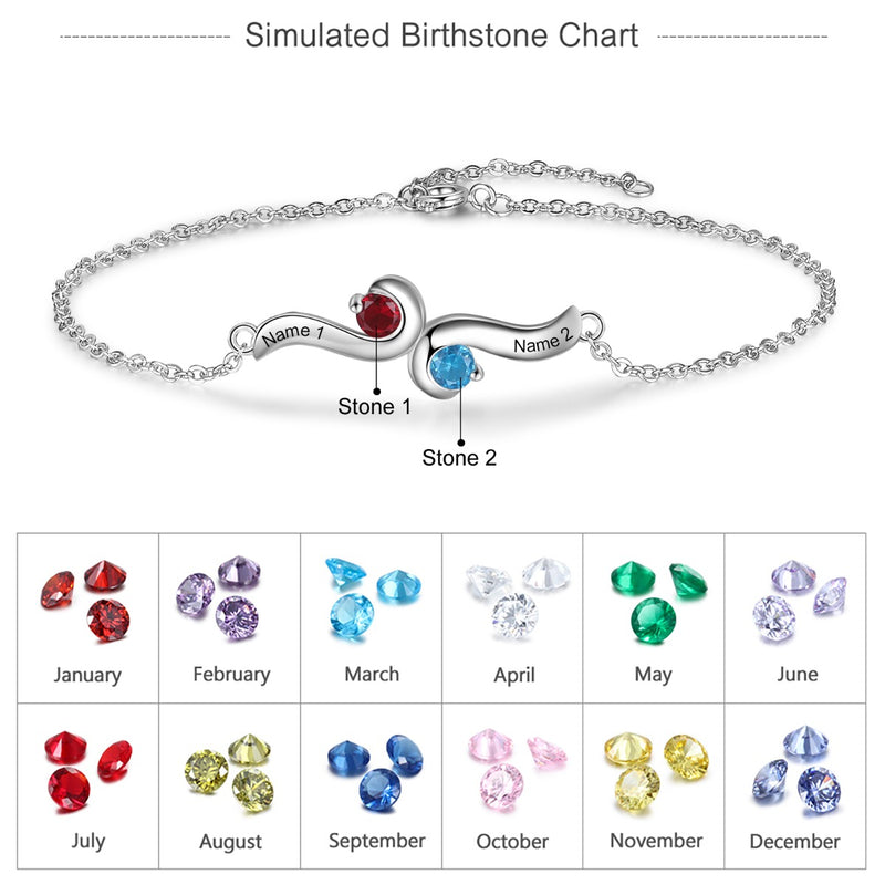 Rhodium Plated Birthstone Bracelet