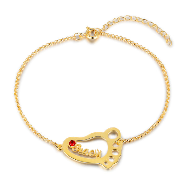 Rhodium Plated Baby Feet Bracelet