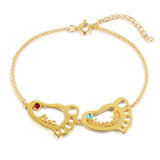 Rhodium Plated Baby Feet Bracelet