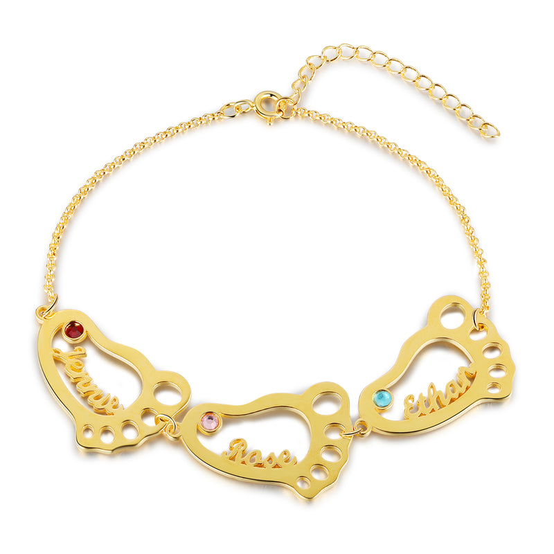 Rhodium Plated Baby Feet Bracelet