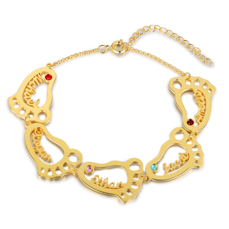 Rhodium Plated Baby Feet Bracelet