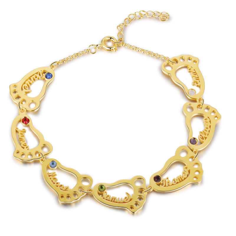Rhodium Plated Baby Feet Bracelet