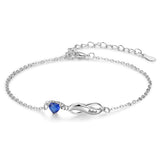 Rhodium Plated Birthstone Name Bracelet