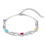 Rhodium Plated Birthstone Name Bracelet