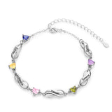 Rhodium Plated Birthstone Name Bracelet
