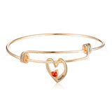 Rhodium Plated Heart Bangle Bracelet