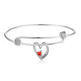 Rhodium Plated Heart Bangle Bracelet
