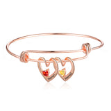 Rhodium Plated Heart Bangle Bracelet