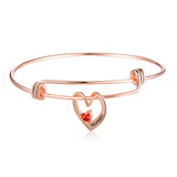 Rhodium Plated Heart Bangle Bracelet