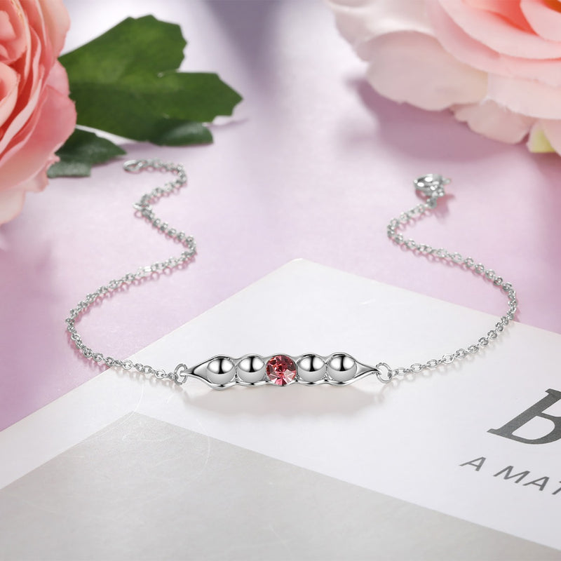 Rhodium Plated Birthstone Bracelet