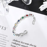 Birthstone Rhodium Plated Birthstone Bangle Bracelet