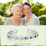 Birthstone Rhodium Plated Birthstone Bangle Bracelet