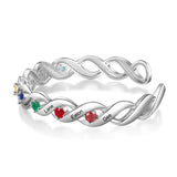 Birthstone Rhodium Plated Birthstone Bangle Bracelet
