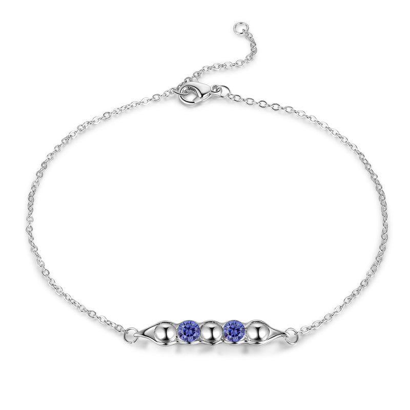 Rhodium Plated Birthstone Bracelet