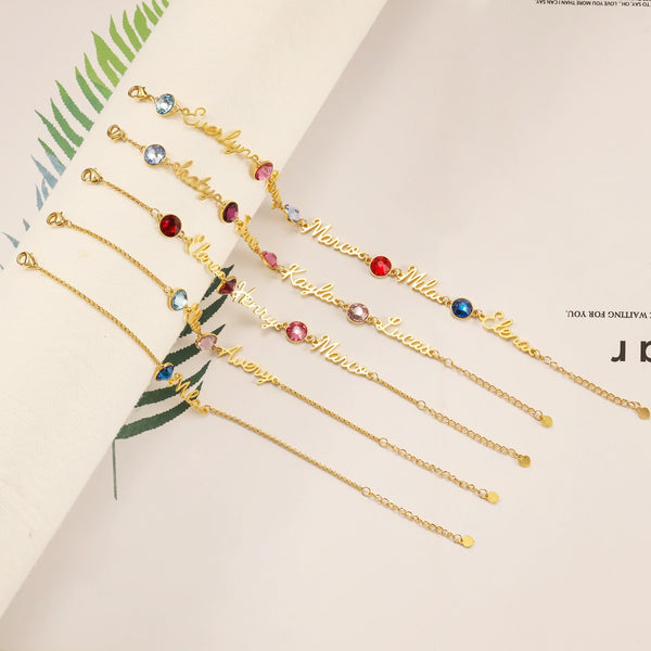 Birthstone Name Bracelet