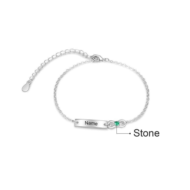 Birthstone Rhodium Plated Bracelet