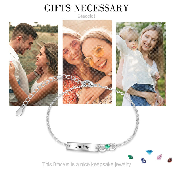 Birthstone Rhodium Plated Bracelet