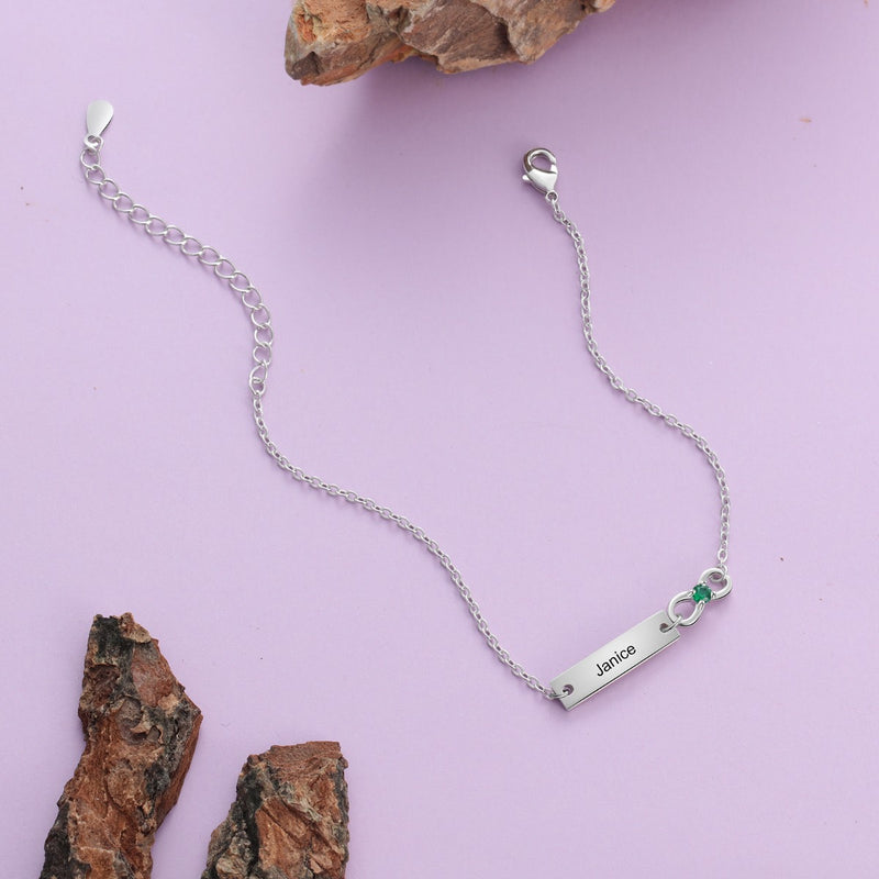 Birthstone Rhodium Plated Bracelet