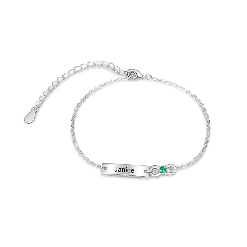 Birthstone Rhodium Plated Bracelet