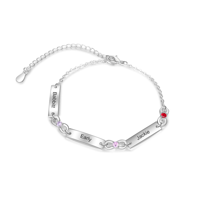 Birthstone Rhodium Plated Bracelet