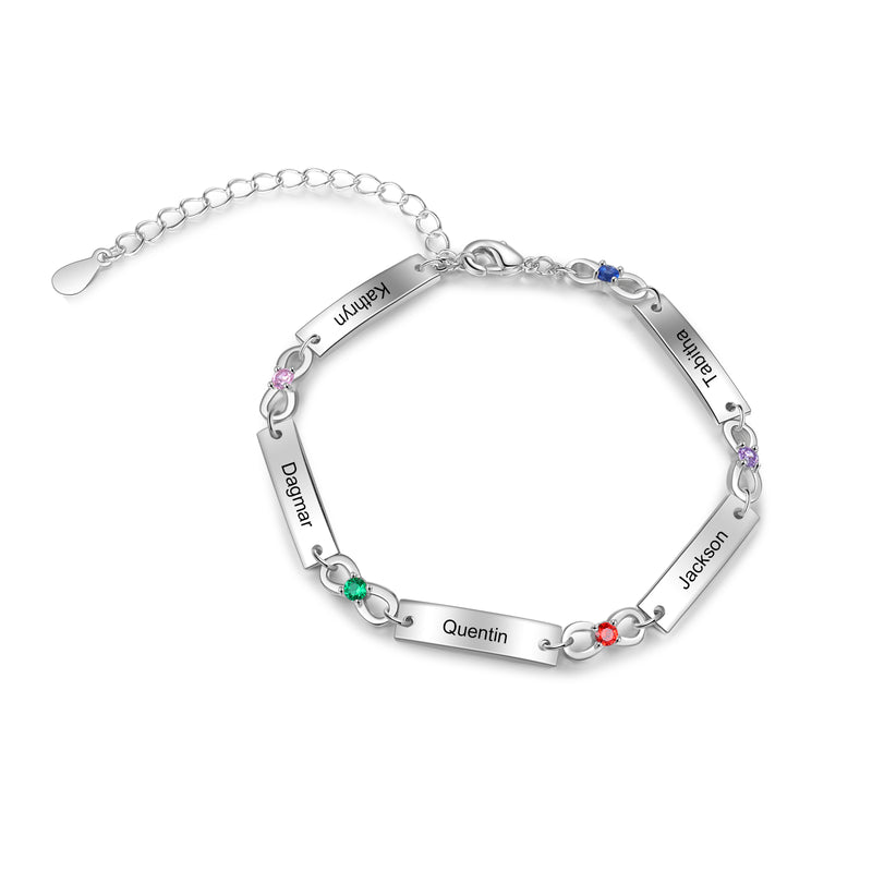 Birthstone Rhodium Plated Bracelet