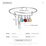 Engraved Rhodium Plated Cross Bracelet