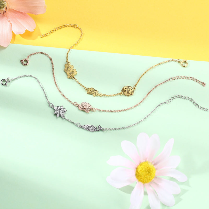 Custom Birth Flower Bracelet