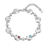 Rhodium Plated Star and Moon Bracelet