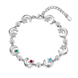 Rhodium Plated Star and Moon Bracelet