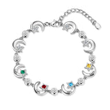 Rhodium Plated Star and Moon Bracelet