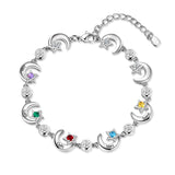 Rhodium Plated Star and Moon Bracelet