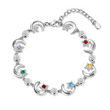 Rhodium Plated Star and Moon Bracelet