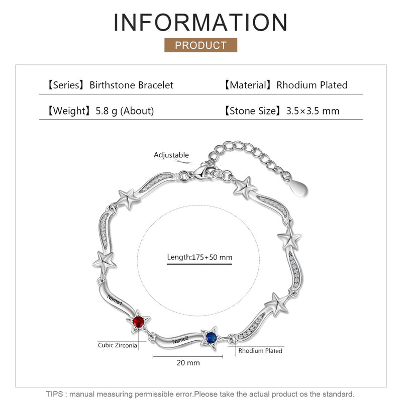 Rhodium Plated Star CZ Bracelet