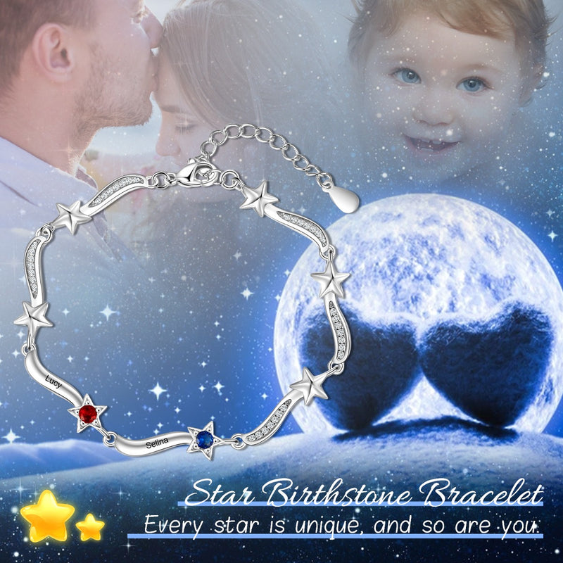 Rhodium Plated Star CZ Bracelet