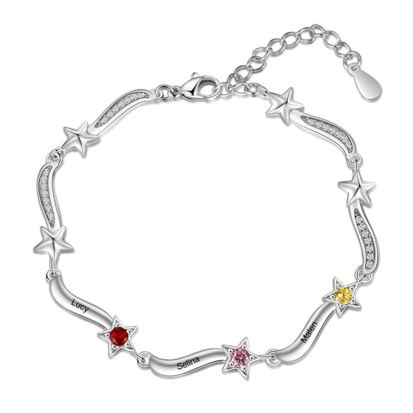 Rhodium Plated Star CZ Bracelet