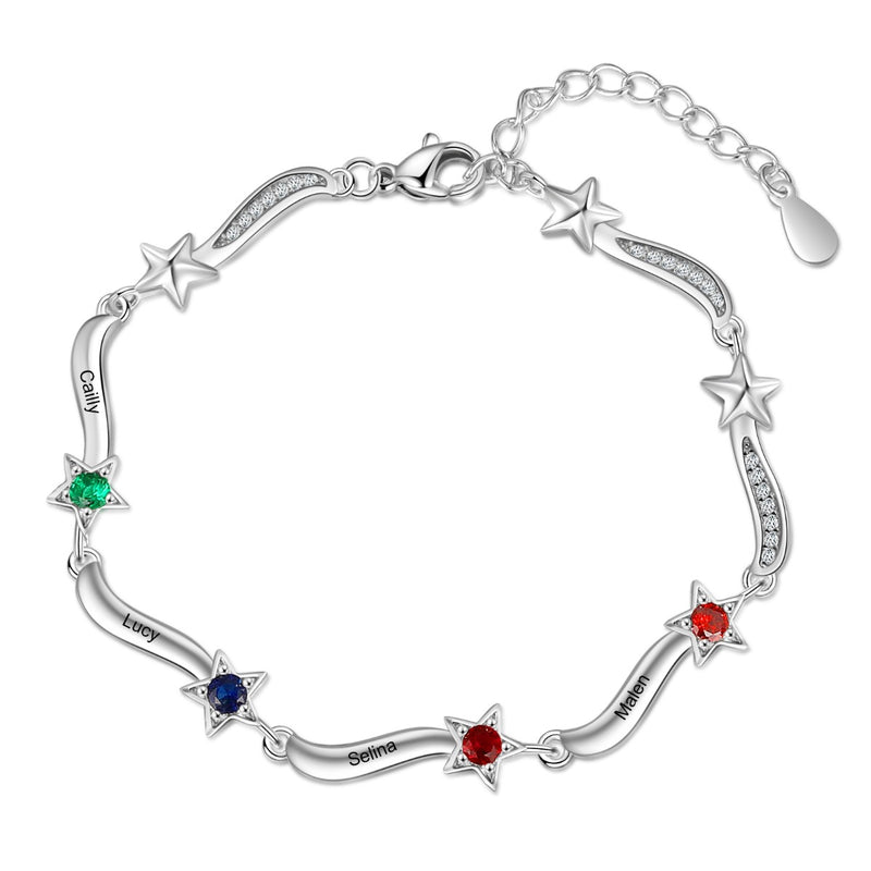 Rhodium Plated Star CZ Bracelet