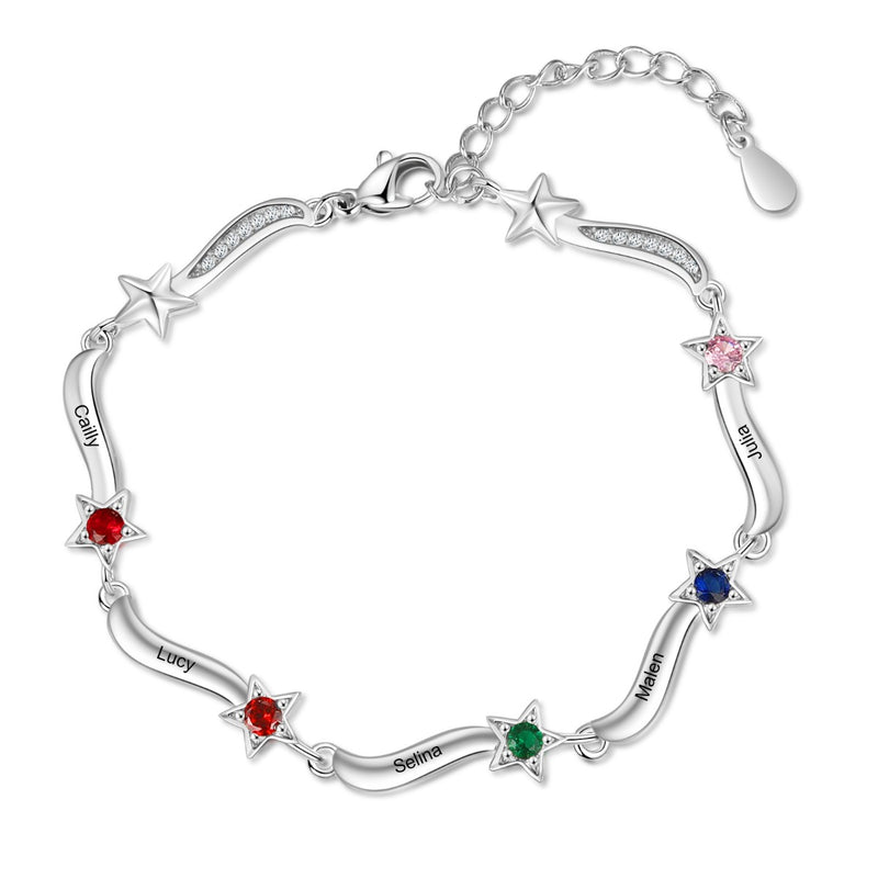 Rhodium Plated Star CZ Bracelet