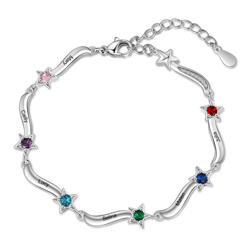 Rhodium Plated Star CZ Bracelet