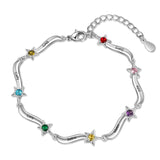 Rhodium Plated Star CZ Bracelet